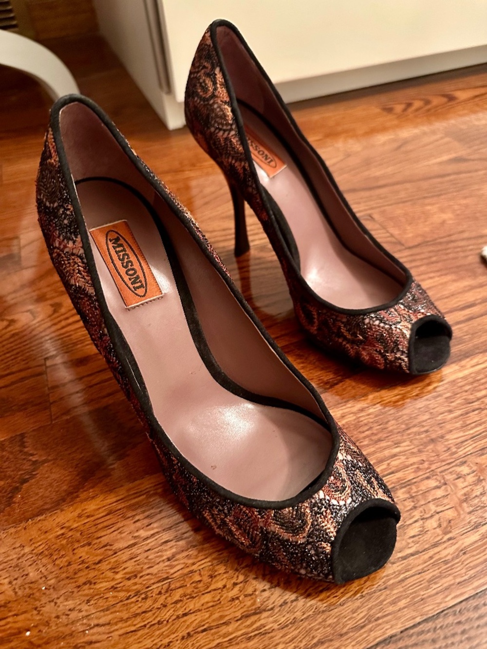 Missoni Open Toe pumps Black Nude Brown